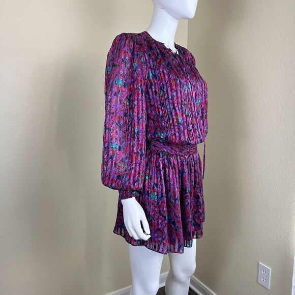 Ramy Brook Womens Size S Purple Gessie Silk Mini Dress Pullover Boho Psychedelic - Picture 6 of 13